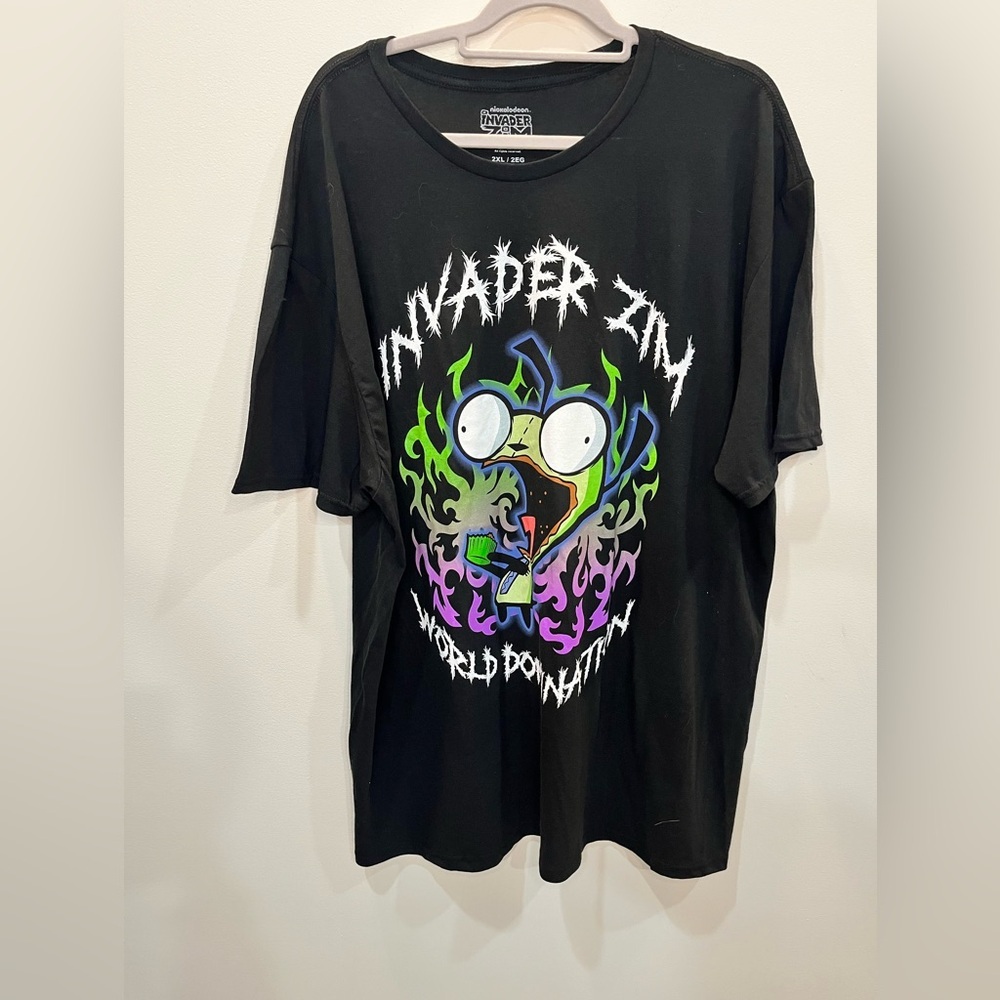 Invader Zim T-Shirt Size XXL Black 100% Cotton‎ Novelty Nickelodeon Short Sleeve